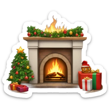 fireplace with christmas decorations sticker