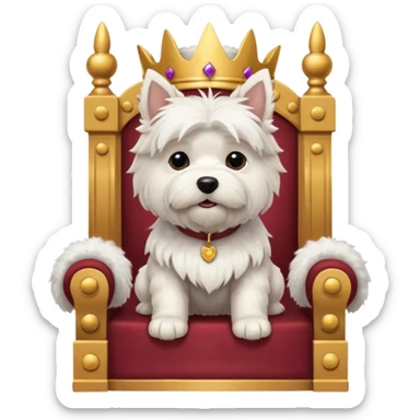 a cute west highland terrier sitting on a throne with other dogs below him sticker