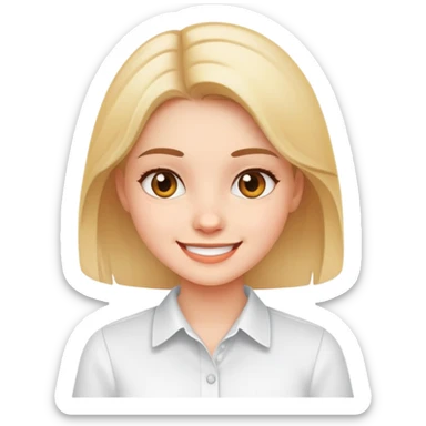 smiling girl in white shirt sticker