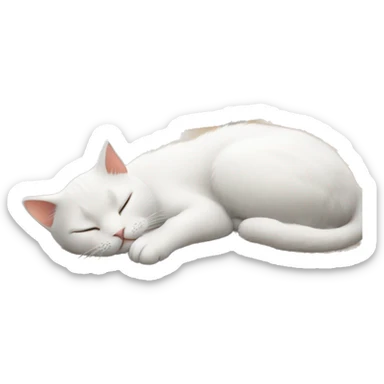 white kitty sleeping on the table sticker