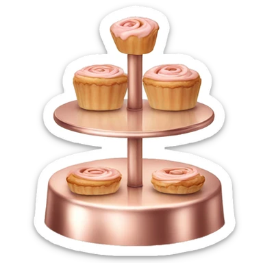 Realistic rose gold metallic pastry stand isolated sticker