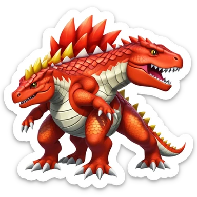 Shiny Exotic Colorful Groudon-Tyrantrum-Fakémon-hybrid-creature (full body)  sticker