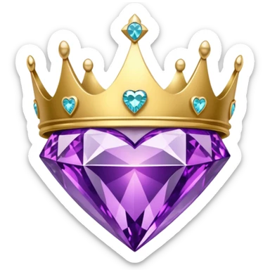 purple diamond crown with a heart-shaped gem sticker