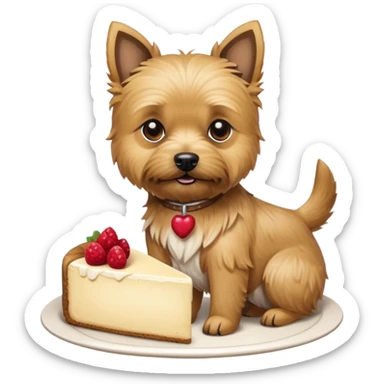 Cairn terrier with cheesecake no red sticker