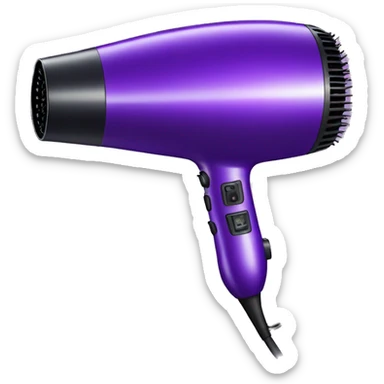 Realistic purple hair dryer isolated  sticker