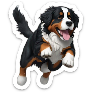 Bernese mountain dog jumping on snow sticker