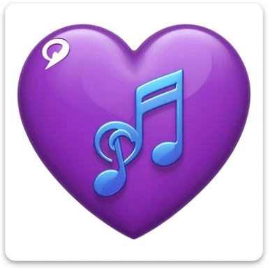 purple heart with a music note pattern sticker