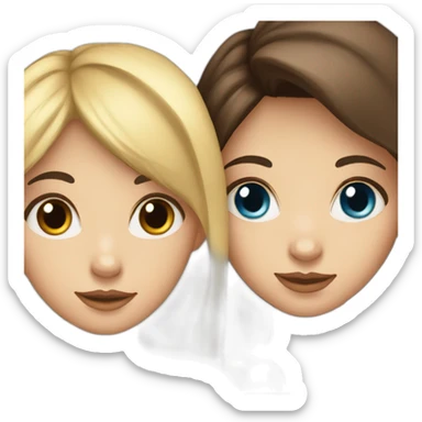 two girls one brunette with brown eyes and one blonde with blue eyes that love animals sticker
