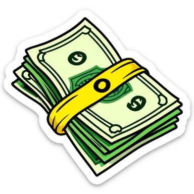 pink bundle of cash sticker