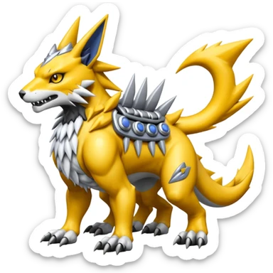  Cool Edgy Shiny Greymon-Renamon-Weregarurumon full body sticker