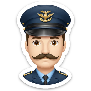Soldier with a thick handlebar mustache wearing a military helmet sticker