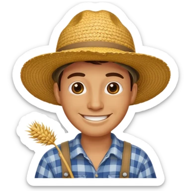 farmer man with straw hat sticker