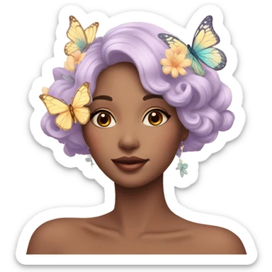 Gorgeous pastel lady with flowers and butterflies sticker