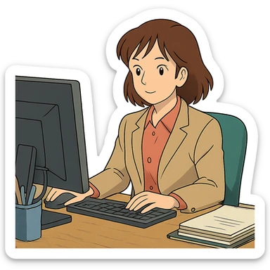 working woman in an office sticker