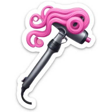 pink hair curling iron sticker