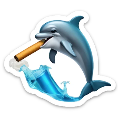 Dolphin and cigarette  sticker
