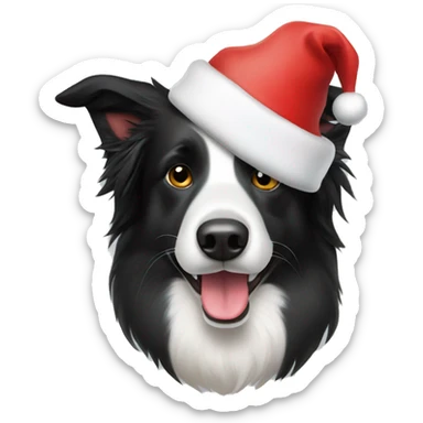 Border Collie wearing Santa hat sticker