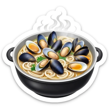 Udon nabe with mussels and clams  sticker