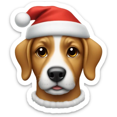 Dog wearing a Santa hat sticker