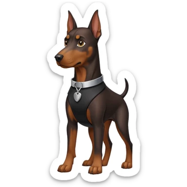 Doberman with clothes on sticker