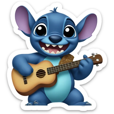 disney character stitch playing the ukulele  sticker