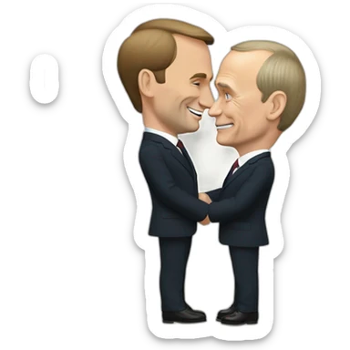 vladimir putin avec emmanuel macron qui s’embrassent sticker