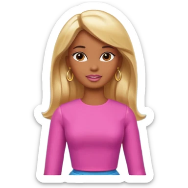 Brown skin blonde hair barbie in front of mountains sticker