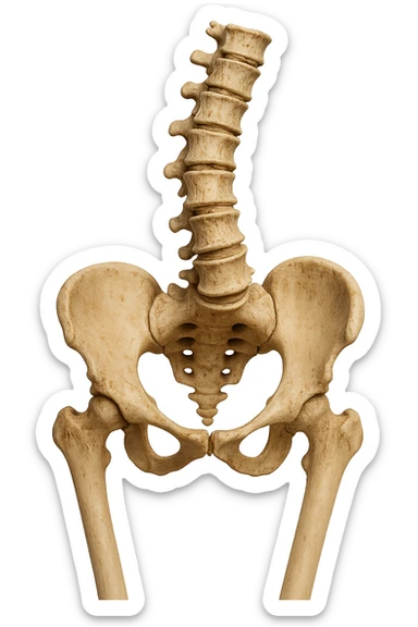 OSSA DI UN BACINO UMANO STORTO CON SPINA DORSALE STORTA, IPERREALISTICO 4K sticker