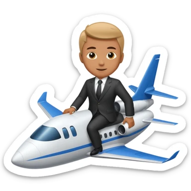 Suit man riding a jet plane sticker