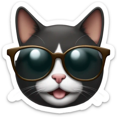 gato negro con lentes de sol tomando un fernet sticker