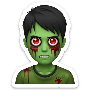 crie um emoji de zumbi homen com o cabelo de emo de anime grande cobrindo o rosto assim🧟 sticker
