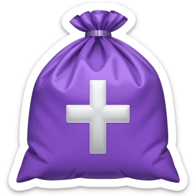 purple trash bag with subtle Swiss cross, friendly, clear sticker look sticker