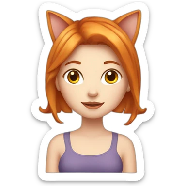 white redhead girl with cat ears sticker