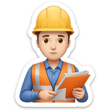 an engineer reviewing safety documents sticker