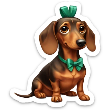 dachshund dog with a bow on his head sticker