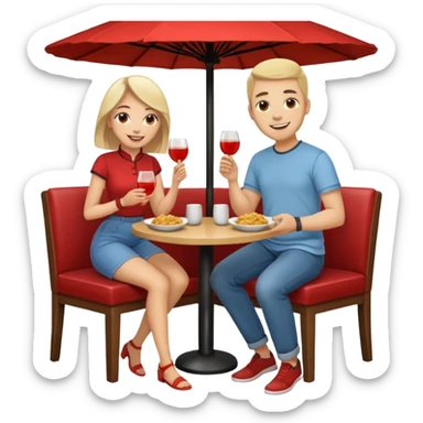ligth couple having dinner at a chinese restaurant full body sticker