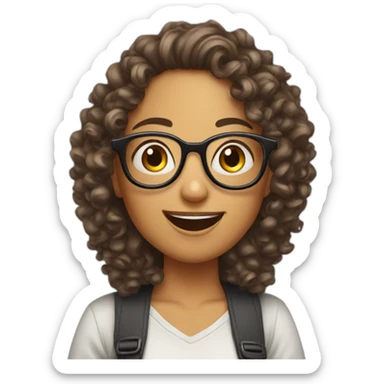 crazy girl con curly girl and glasses sticker
