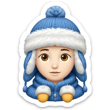 big fluffy fur winter hat sticker