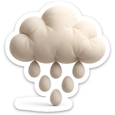 plush cloud with falling hailstones, cushion style, soft plush look sticker
