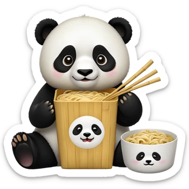 Panda in couple noodle box ￼ sticker