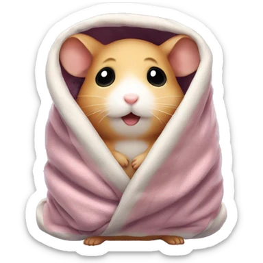 little hamster wrapped in a big blanket sticker