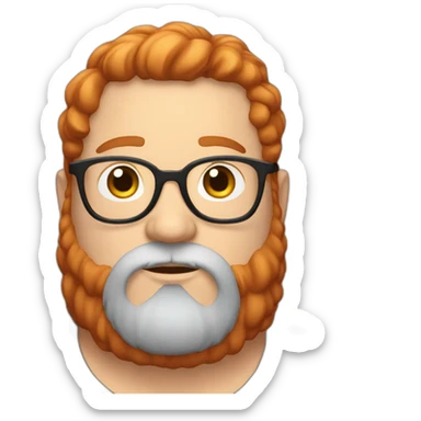 A red-haired fat guy with glasses and a beard sticker