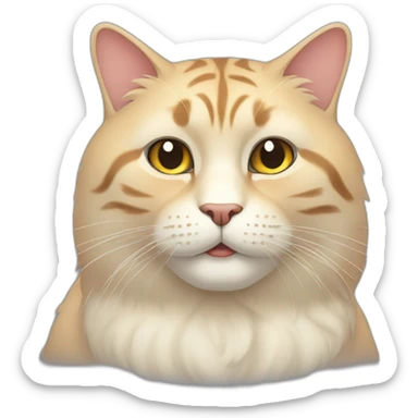 big fat male asian cat with long hair sticker