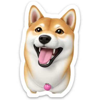 playful shiba inu with tongue sticker