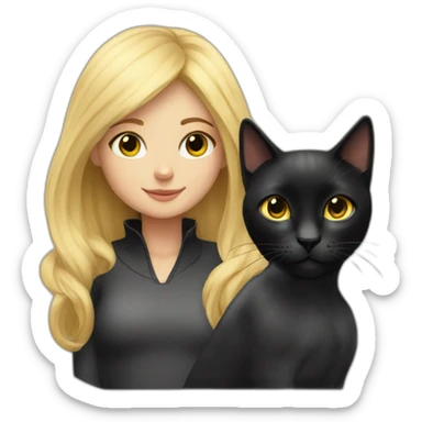 blond girl and black cat bond sticker