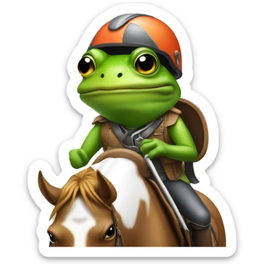 frog wearing a helmet riding a horse sticker