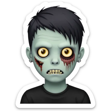 zombie boy with piercings emo hair and black shirt sticker