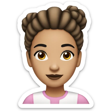 Light skin girl with bun Brown hair very thick black eyebrows  sticker