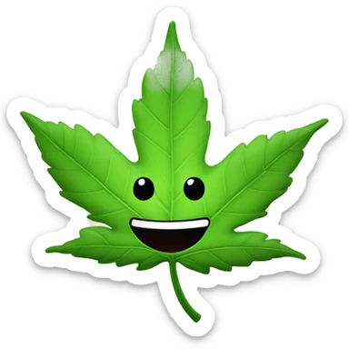 weed leaf with smile sticker