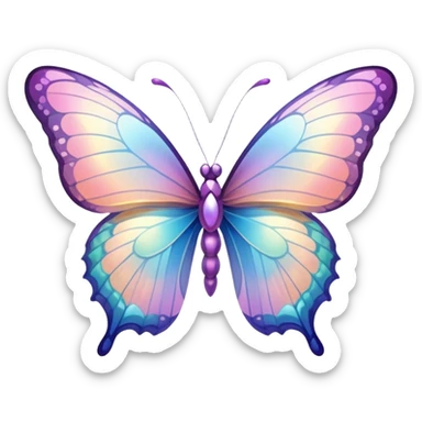 Shiny Glossy Pastel Gradient Hue Iridescent Crystal Butterfly sticker